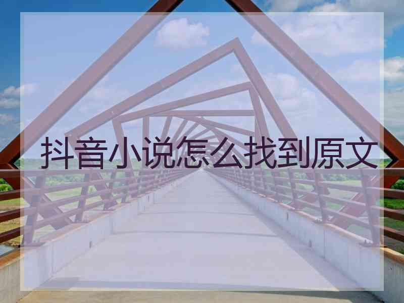 抖音小说怎么找到原文 抖音小说怎么找到原文