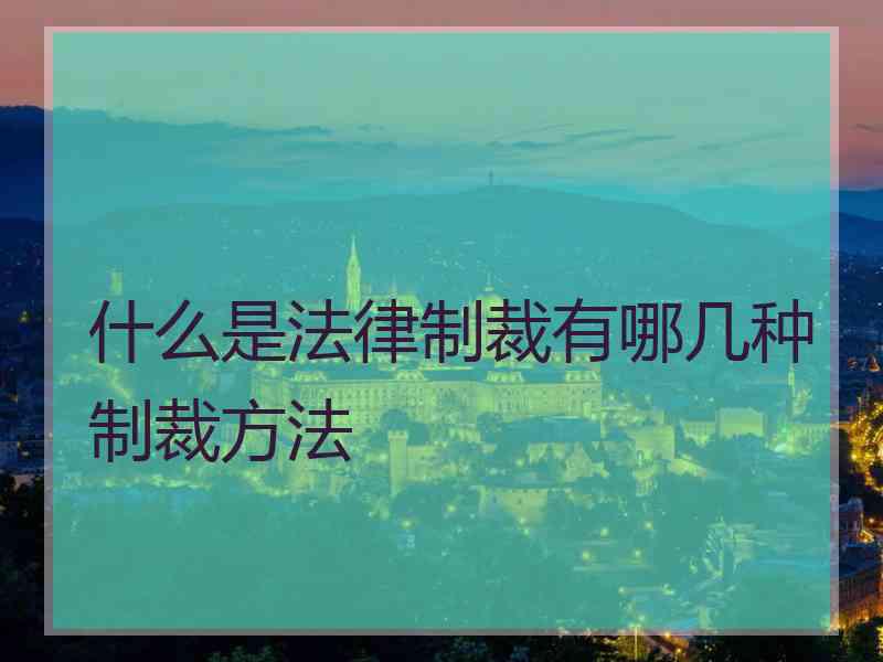 什么是法律制裁有哪几种制裁方法 什么是法律制裁有哪几种制裁方法