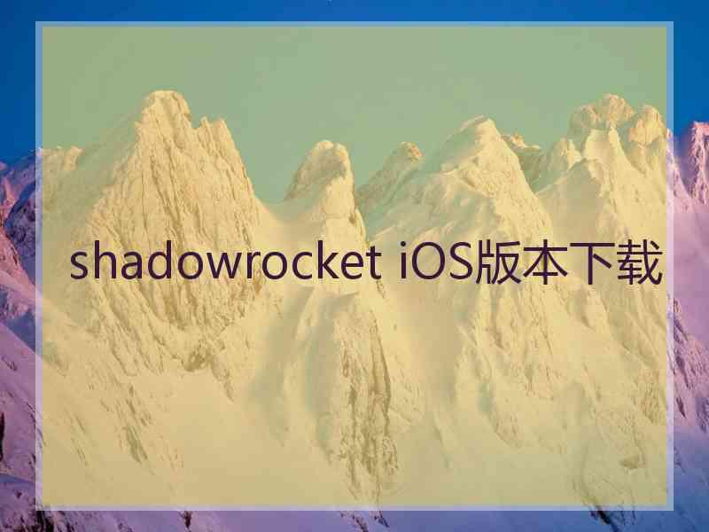 shadowrocket iOS版本下载