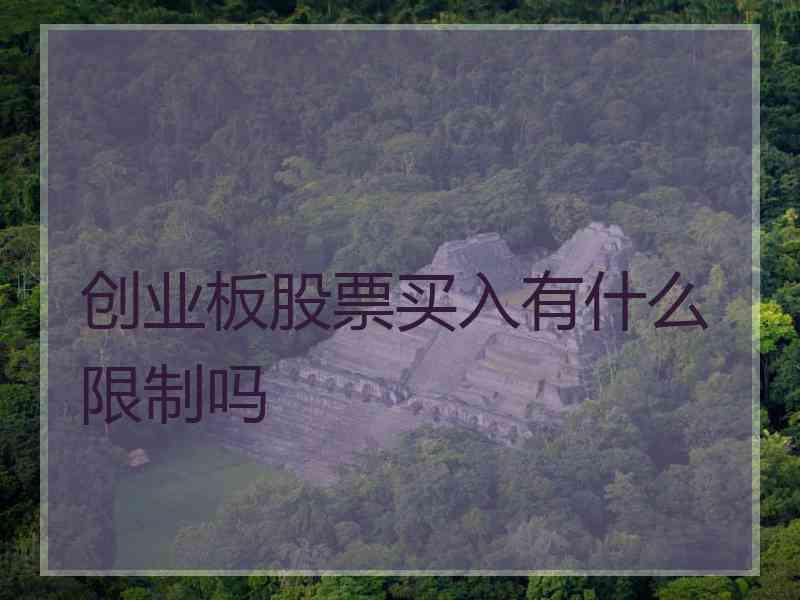创业板股票买入有什么限制吗 创业板股票买入有什么限制吗