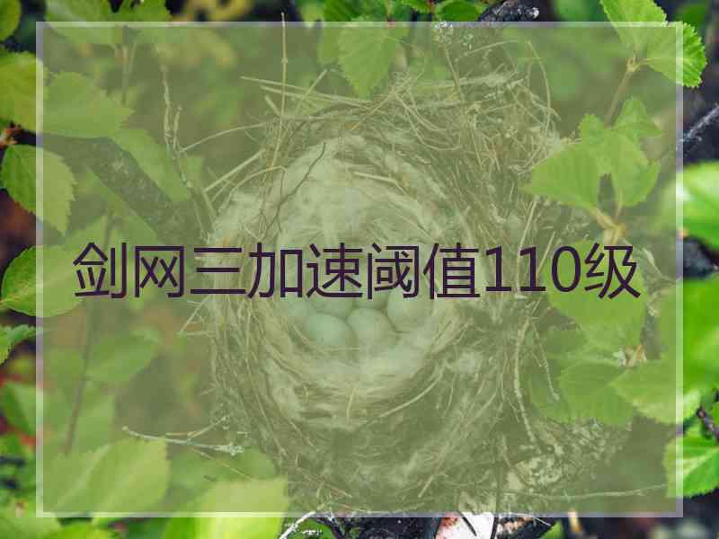 剑网三加速阈值110级 剑网三加速阈值110级