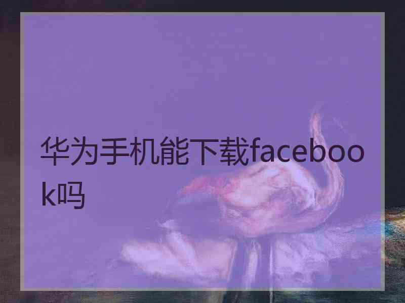 华为手机能下载facebook吗