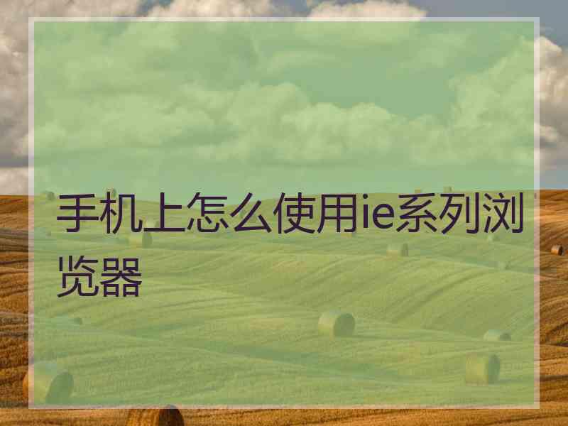 手机上怎么使用ie系列浏览器 手机上怎么使用ie系列浏览器