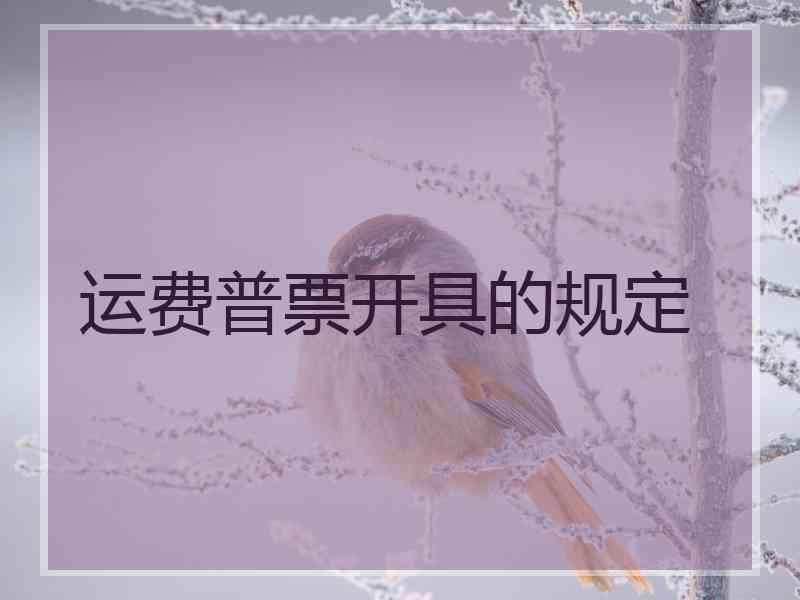 运费普票开具的规定 运费普票开具的规定