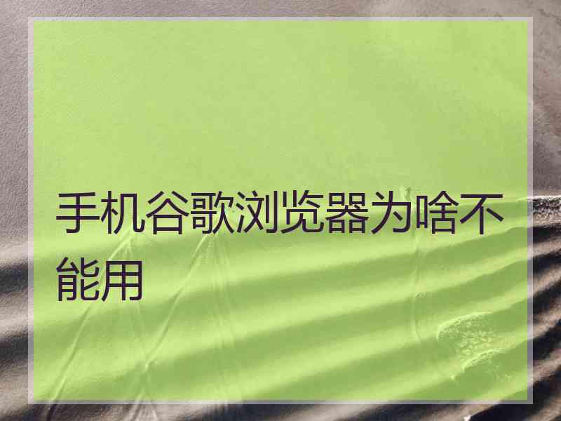 手机谷歌浏览器为啥不能用 手机谷歌浏览器为啥不能用