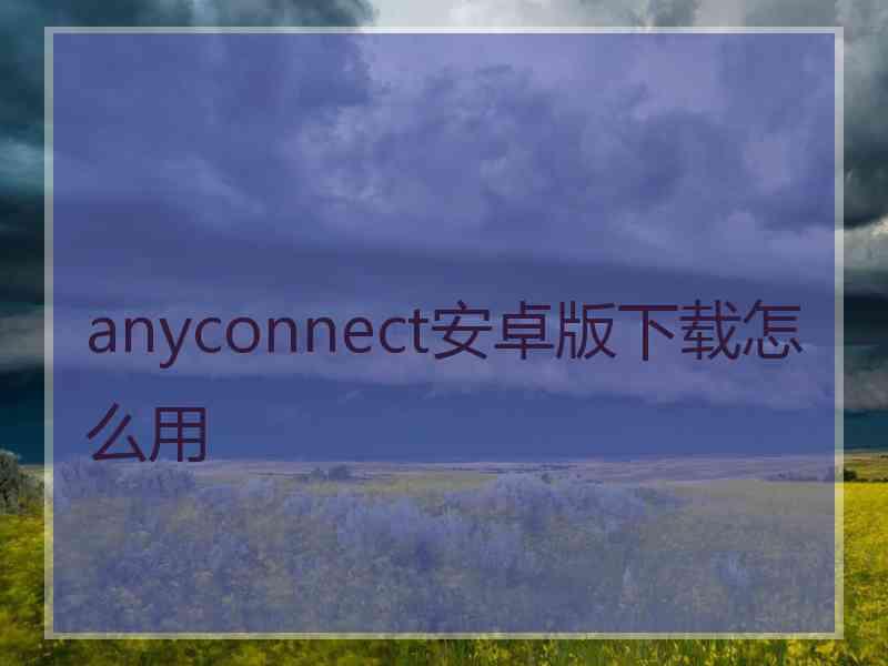 anyconnect安卓版下载怎么用