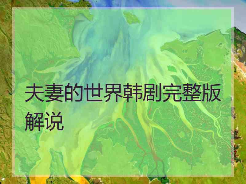 夫妻的世界韩剧完整版解说 夫妻的世界韩剧完整版解说