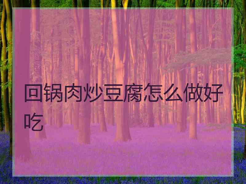 回锅肉炒豆腐怎么做好吃 回锅肉炒豆腐怎么做好吃