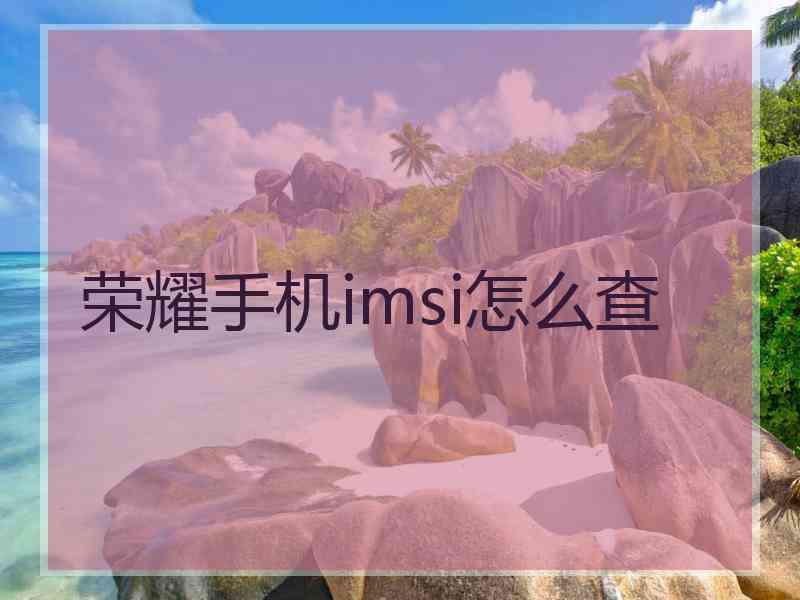 荣耀手机imsi怎么查 荣耀手机imsi怎么查