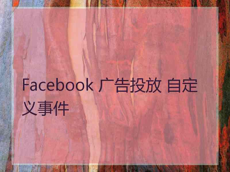 Facebook 广告投放 自定义事件 Facebook 广告投放 自定义事件
