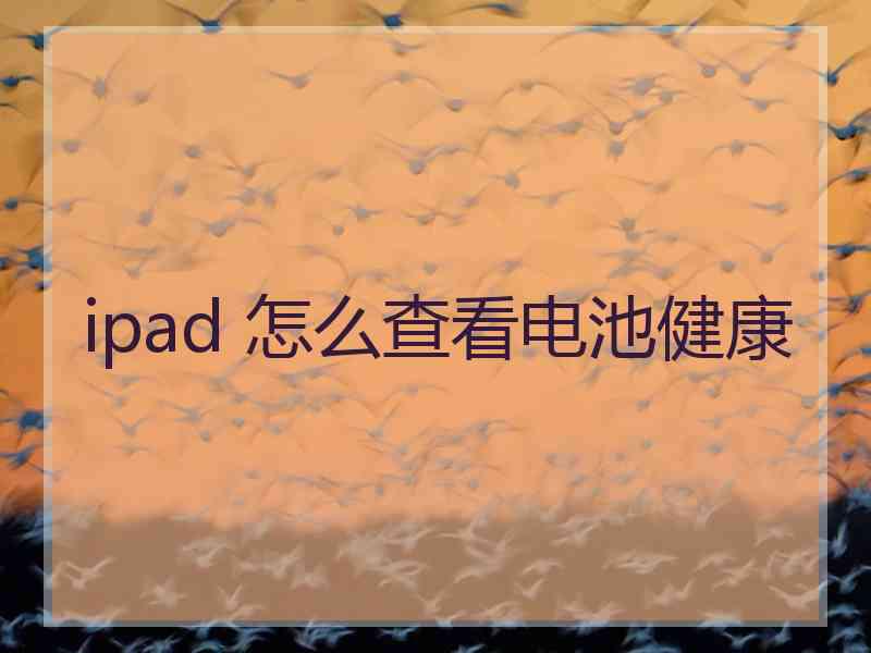 ipad 怎么查看电池健康 ipad 怎么查看电池健康