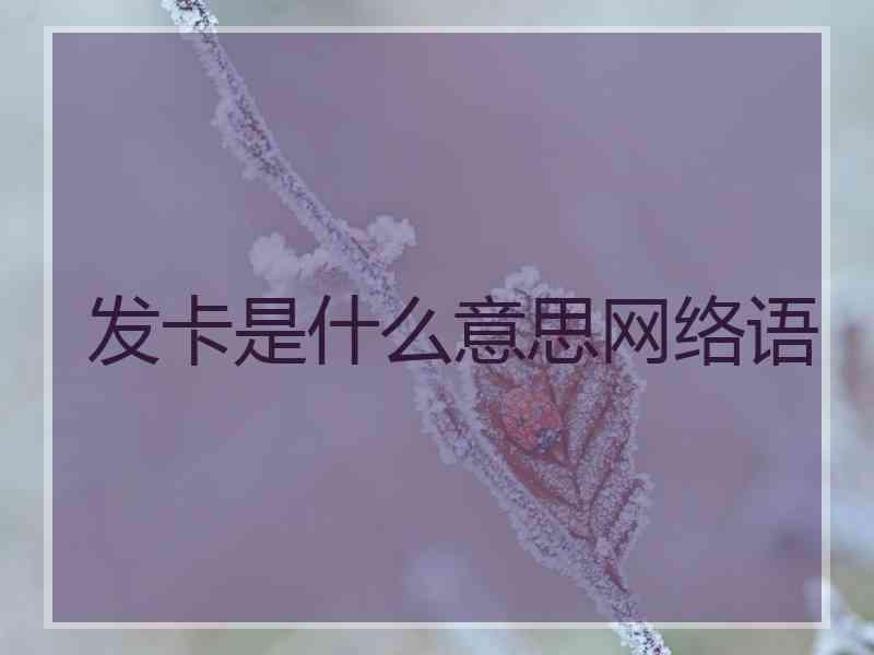 发卡是什么意思网络语 发卡是什么意思网络语