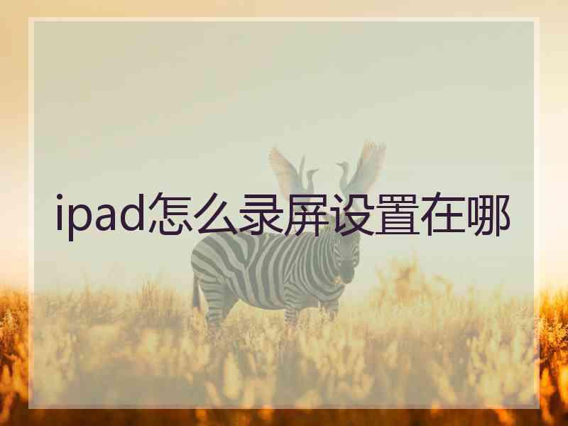 ipad怎么录屏设置在哪 ipad怎么录屏设置在哪