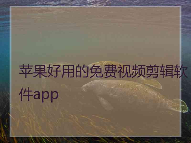 苹果好用的免费视频剪辑软件app 苹果好用的免费视频剪辑软件app