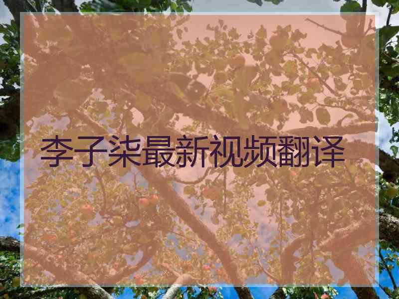 李子柒最新视频翻译 李子柒最新视频翻译