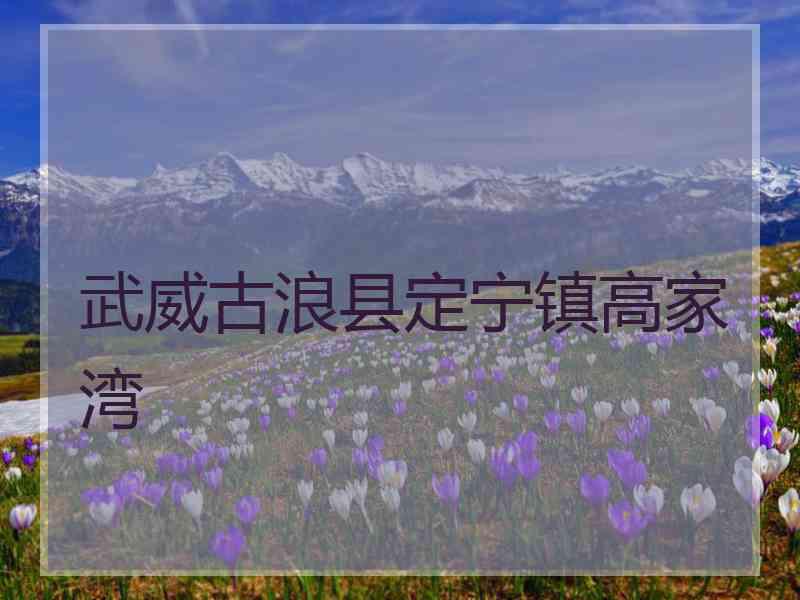 武威古浪县定宁镇高家湾 武威古浪县定宁镇高家湾