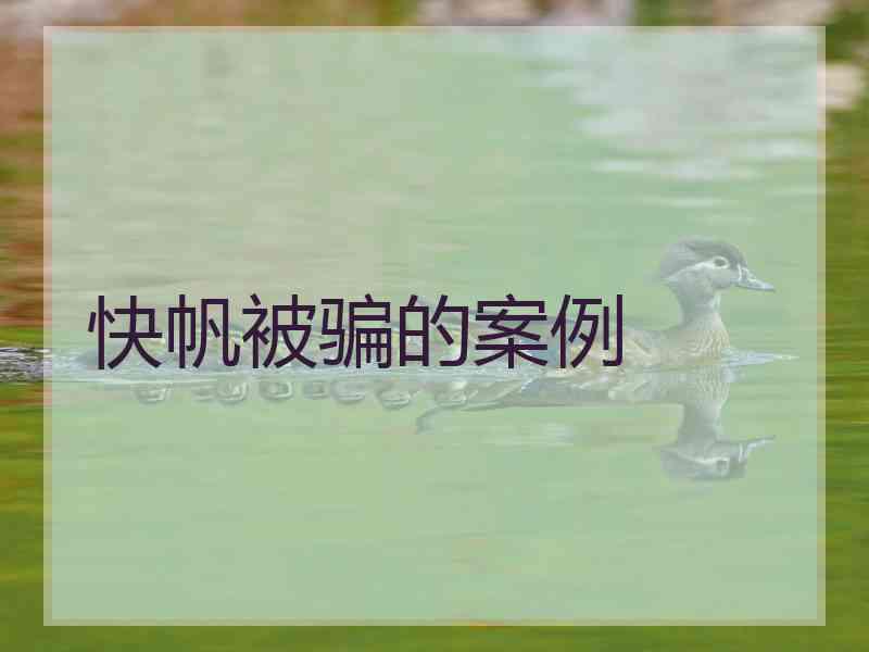 快帆被骗的案例 快帆被骗的案例