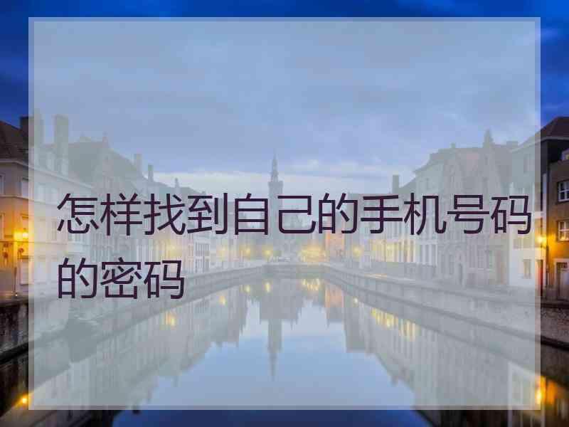 怎样找到自己的手机号码的密码 怎样找到自己的手机号码的密码