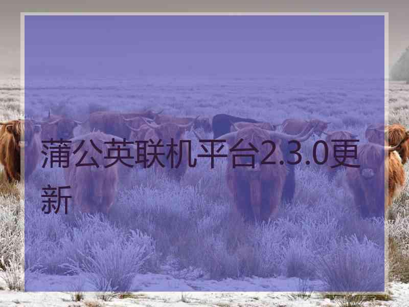 蒲公英联机平台2.3.0更新