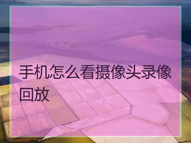 手机怎么看摄像头录像回放