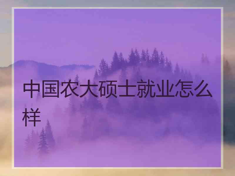 中国农大硕士就业怎么样