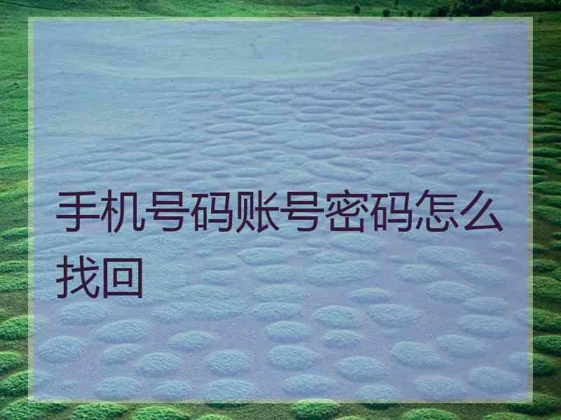 手机号码账号密码怎么找回