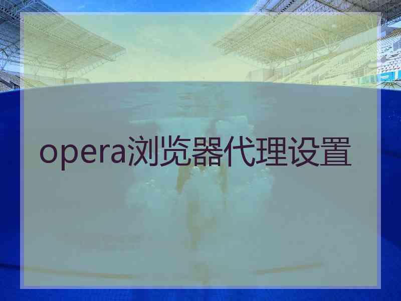 opera浏览器代理设置