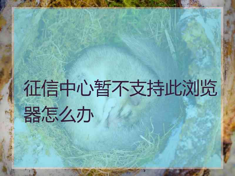 征信中心暂不支持此浏览器怎么办