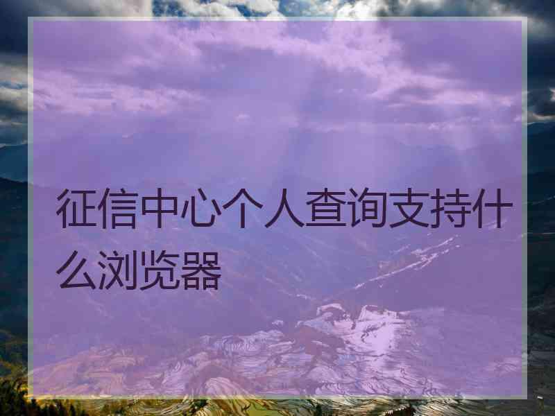 征信中心个人查询支持什么浏览器