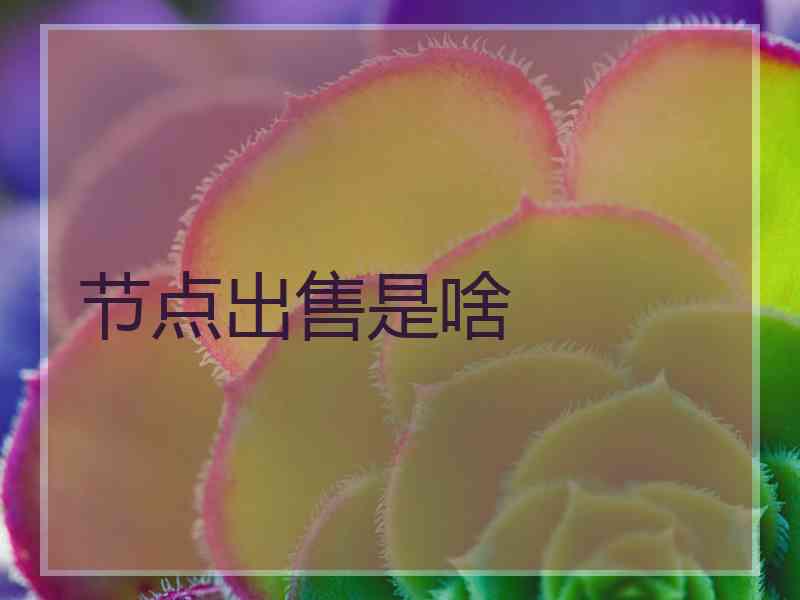 节点出售是啥