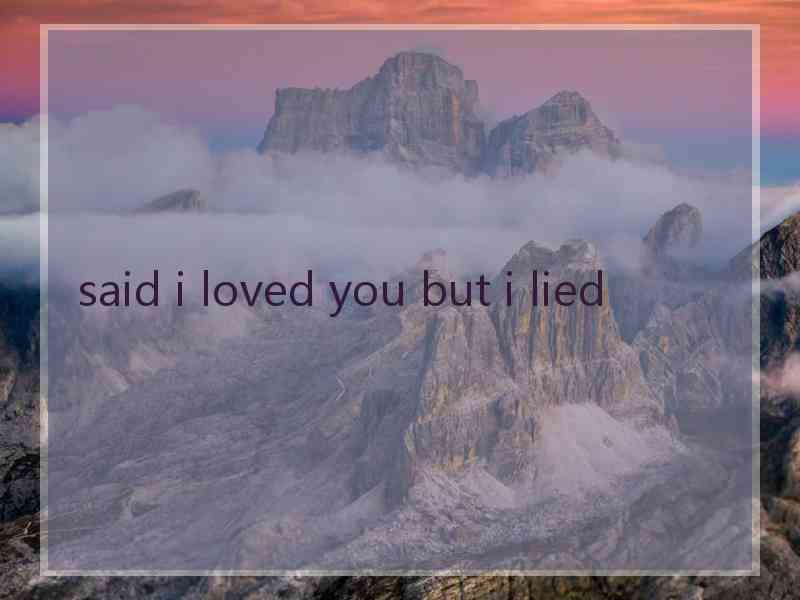 said i loved you but i lied