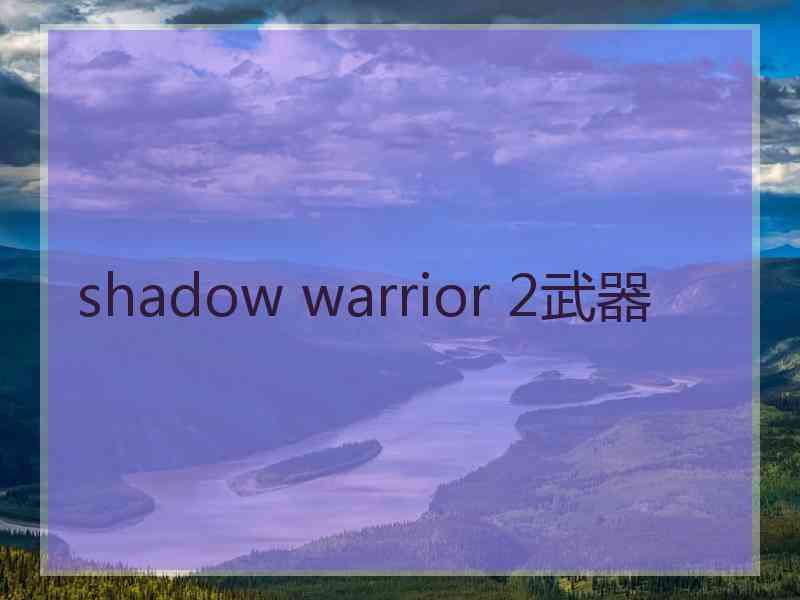 shadow warrior 2武器