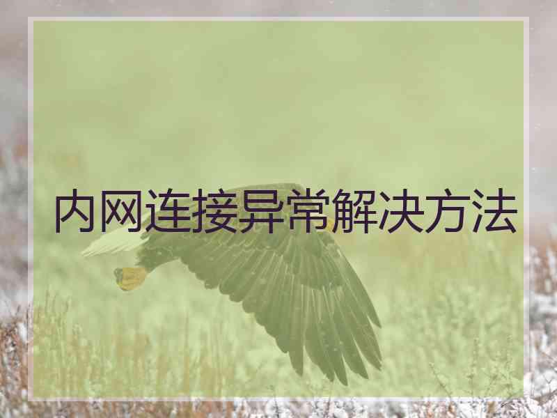 内网连接异常解决方法