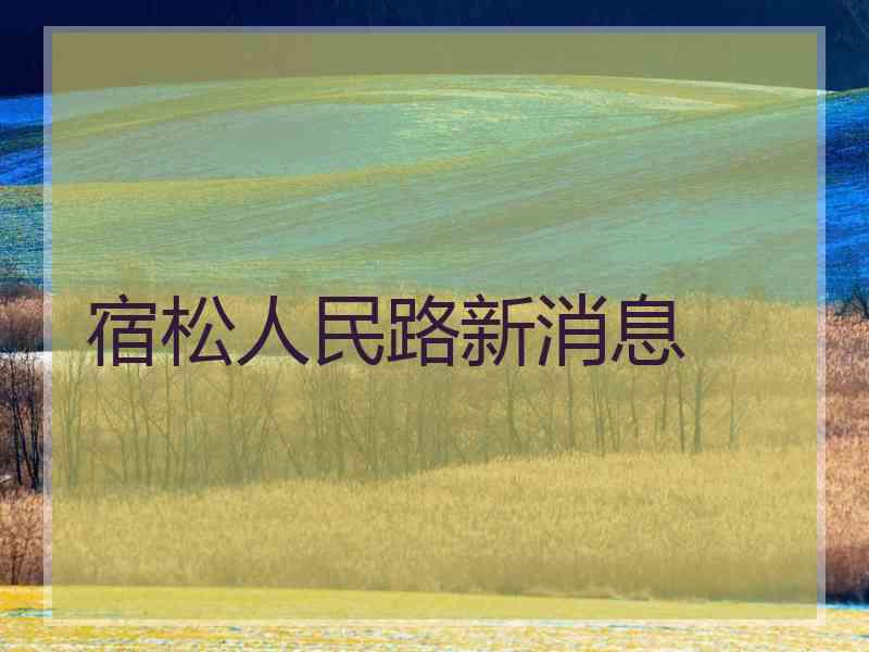 宿松人民路新消息