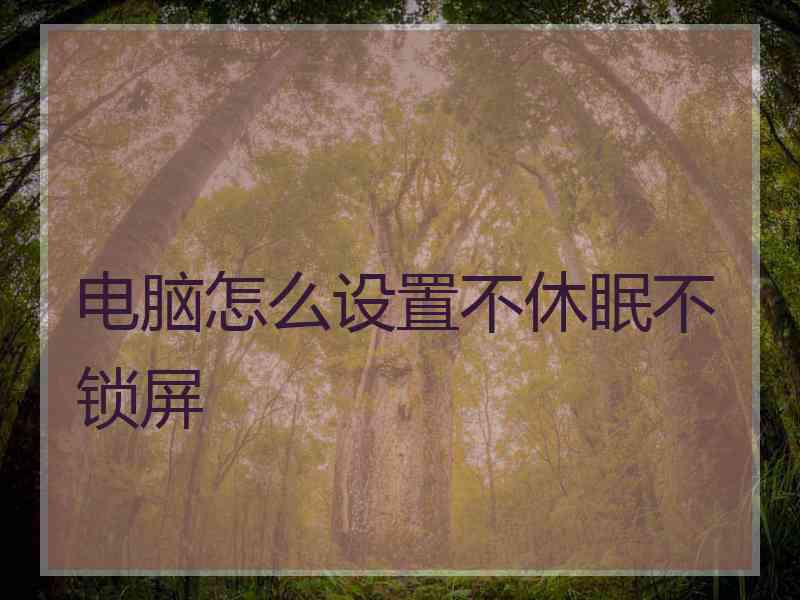 电脑怎么设置不休眠不锁屏