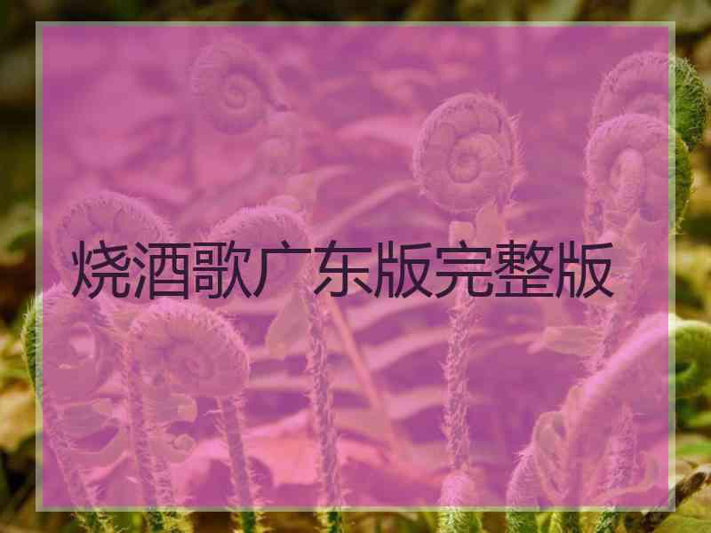 烧酒歌广东版完整版