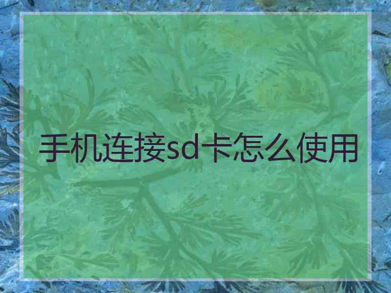 手机连接sd卡怎么使用