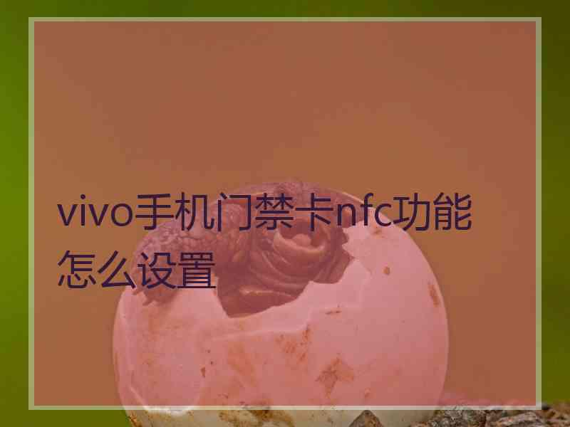 vivo手机门禁卡nfc功能怎么设置