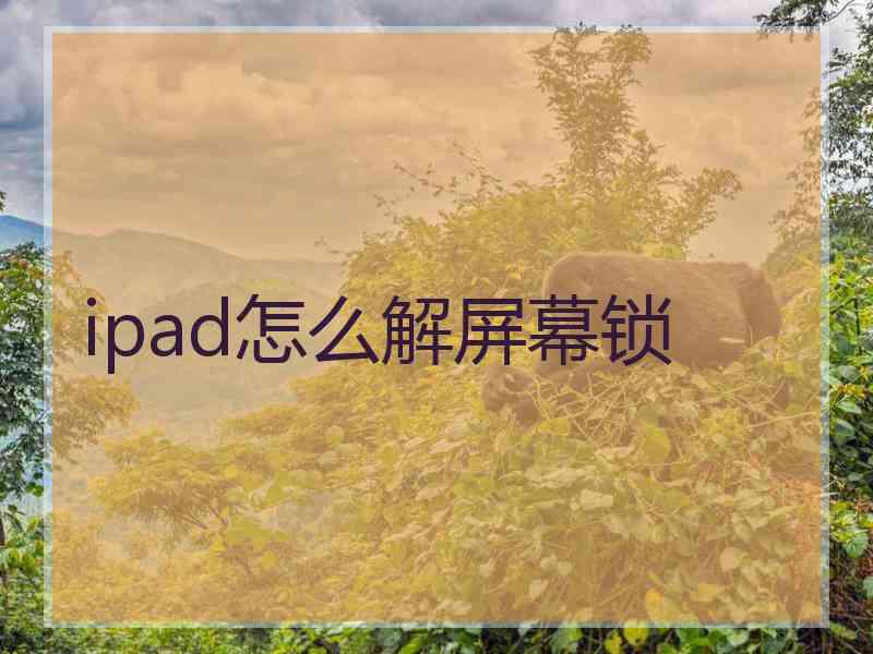ipad怎么解屏幕锁