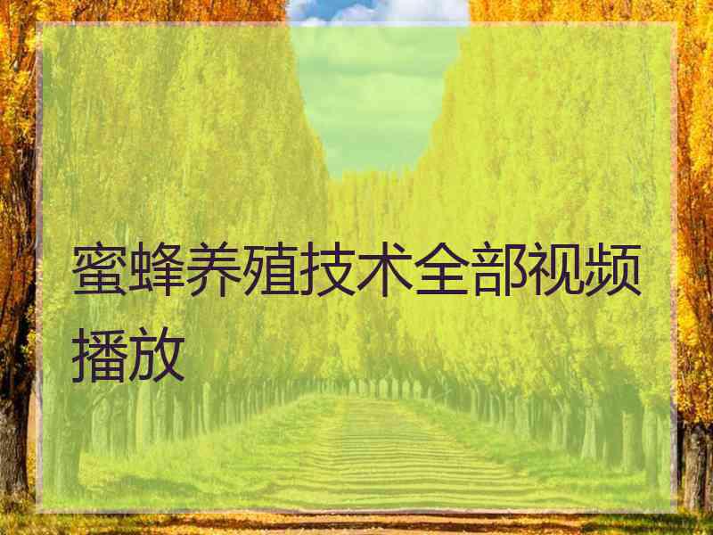 蜜蜂养殖技术全部视频播放
