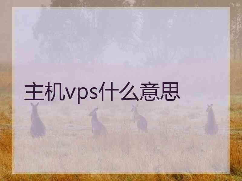 主机vps什么意思