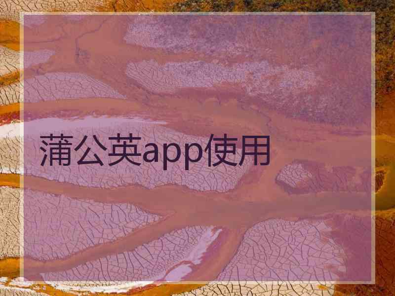蒲公英app使用