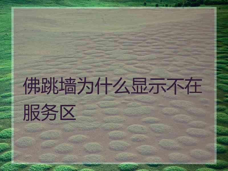 佛跳墙为什么显示不在服务区