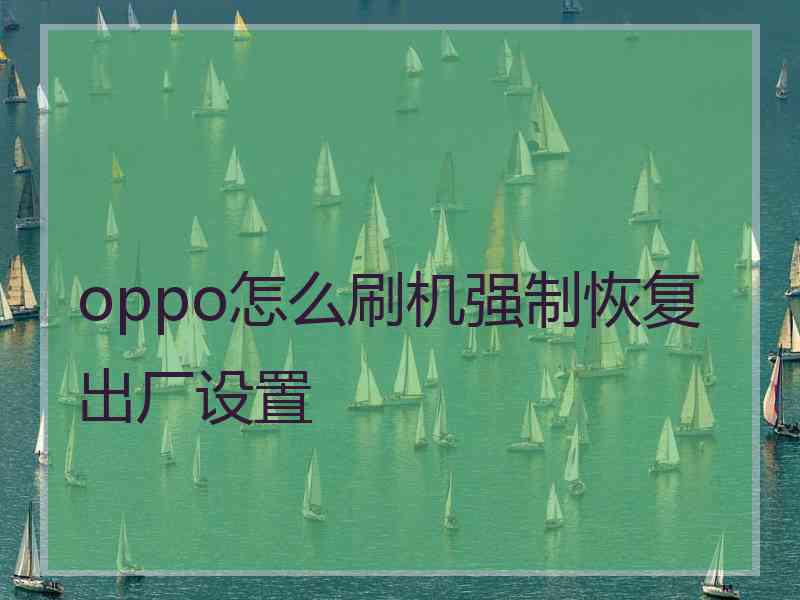 oppo怎么刷机强制恢复出厂设置