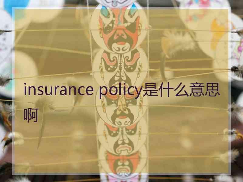 insurance policy是什么意思啊