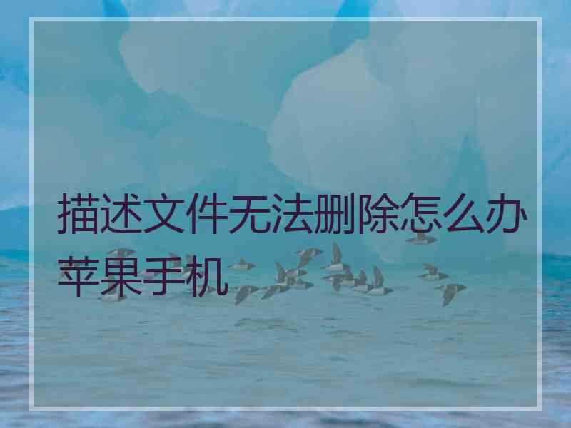 描述文件无法删除怎么办苹果手机