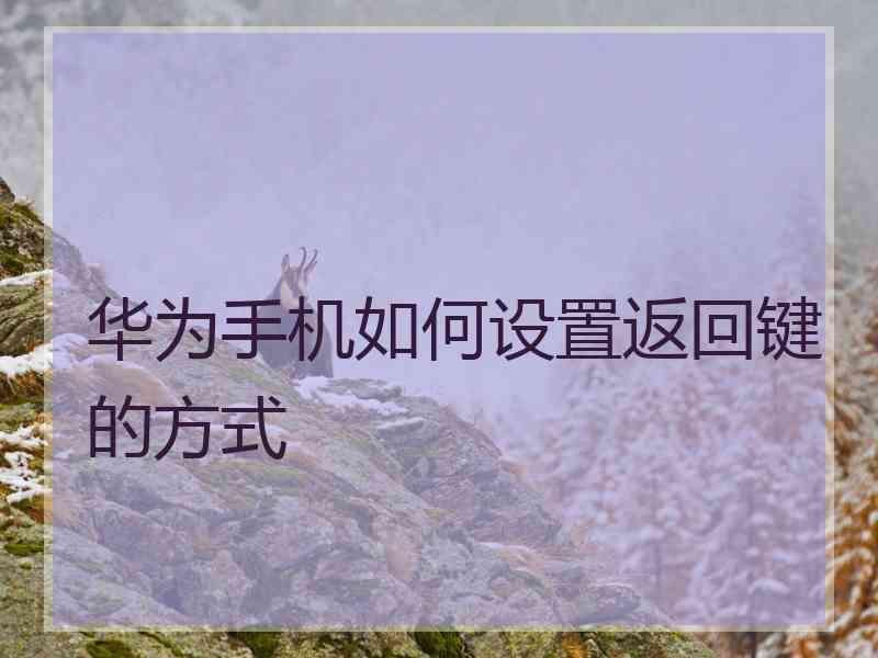 华为手机如何设置返回键的方式