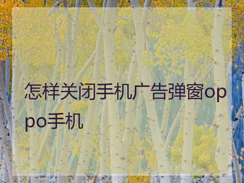 怎样关闭手机广告弹窗oppo手机