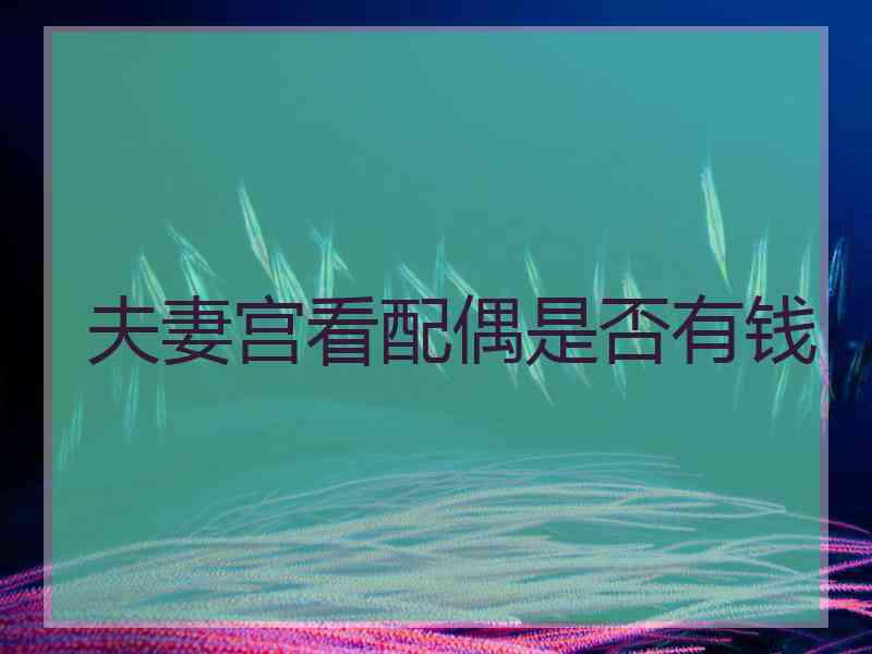 夫妻宫看配偶是否有钱