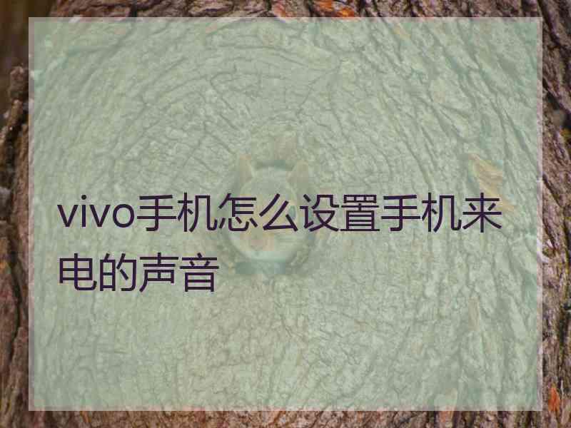vivo手机怎么设置手机来电的声音
